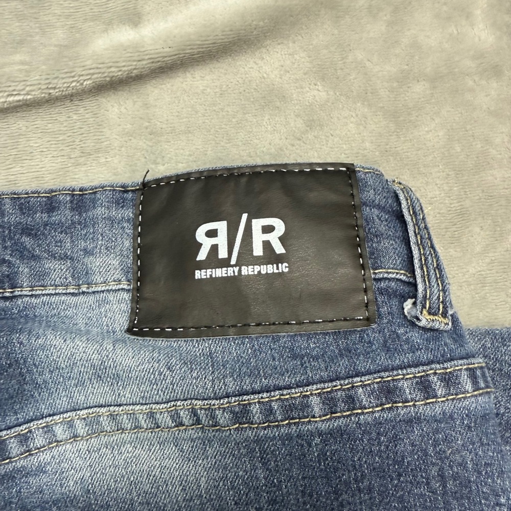 Refinery Republic Men's Blue Moto Jeans 36x30‎ Distressed Panels Denim Pants - Picture 9 of 16